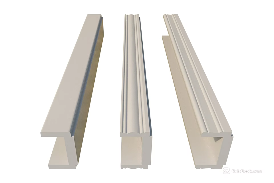 Various Decorative Architectural Lines with Different Profiles and White Finish for Interior Design 3d model 