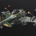 Vintage Green Electric Toy Airplane with Star Logo and Realistic Details