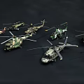 Various Military Helicopters Models Collection With Different Designs On 3d model
