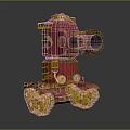 Red Tracked Military Vehicle With Skull Design And Large Front Cannon