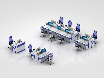 Professional Control Room Interior Setup With Console Desks Computer Screens And Ergonomic Office Chairs 3d model