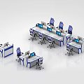 Professional Control Room Interior Setup With Console Desks Computer Screens And Ergonomic Office Chairs 3d model