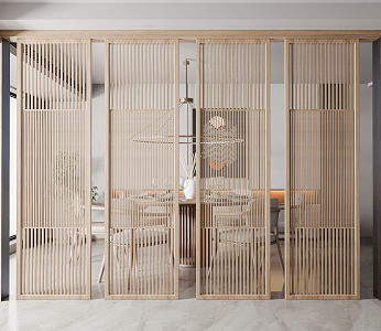 New Chinese Partition Solid Wood Partition Screen 3d model