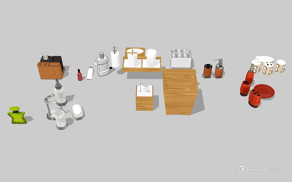 Essential Bathroom Accessories Set With Soap Dish Toothbrush Holder And Storage Box 3d model 