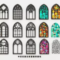 Various Architectural Window Designs With Gothic Styles Stained Glass And Geometric Patterns