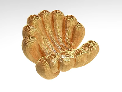 Golden Shell Shaped Single Sofa With Modern Wave Like Design Structure 3d model