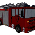 Red Leyland Fire Truck With Extended Ladder Multiple Compartments And Rescue Tools