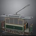 Vintage Green And White Tram Number 3 With Strasbourg Sign Roof Pantograph And Open Carriage