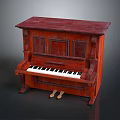 Vintage Mahogany Wooden Piano with Cabinet Style Keyboard and Pedals as Daily Item