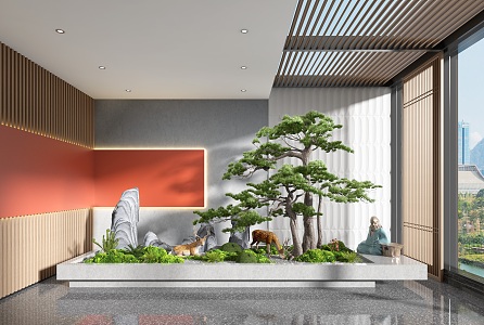 New Chinese style landscape sketch interior landscape 3d model