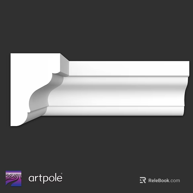 White Architectural Molding Component with Curved Layered Design and Smooth Surface 3d model 