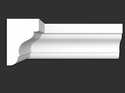 White Architectural Molding Component with Curved Layered Design and Smooth Surface 3d model