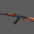 Classic Assault Rifle With Wooden Stock And Black Metal Barrel Design