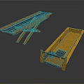Yellow Wooden Train Track Components And Carriage Base With Black Parts