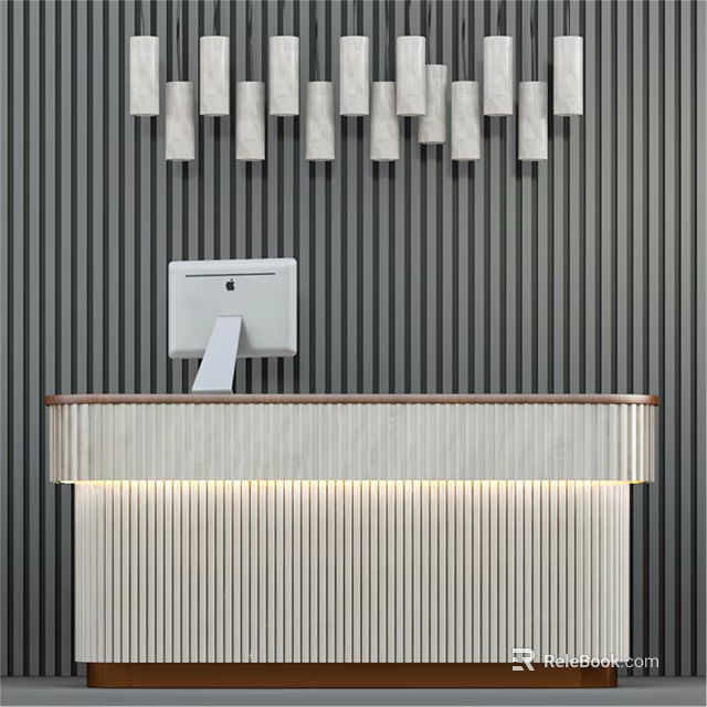 Modern Two Seater Sofa In Living Space With Gray Striped Wall And White Decor 3d model 