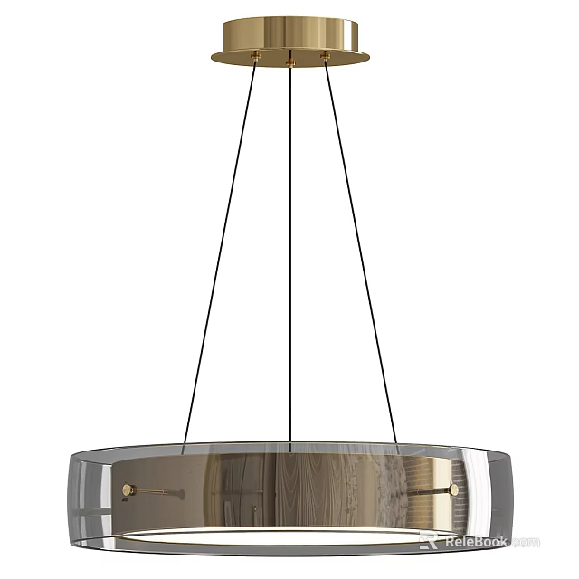 Modern Circular Glass Chandelier With Metal Frame And Golden Accents For Interior Lighting 3d model 