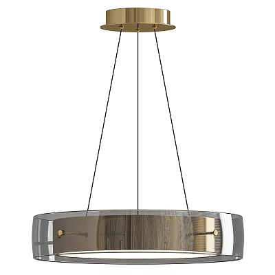Modern Circular Glass Chandelier With Metal Frame And Golden Accents For Interior Lighting 3d model
