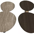 Modern Round Coffee Tables With Marble And Wooden Tops And Black Cylindrical Bases