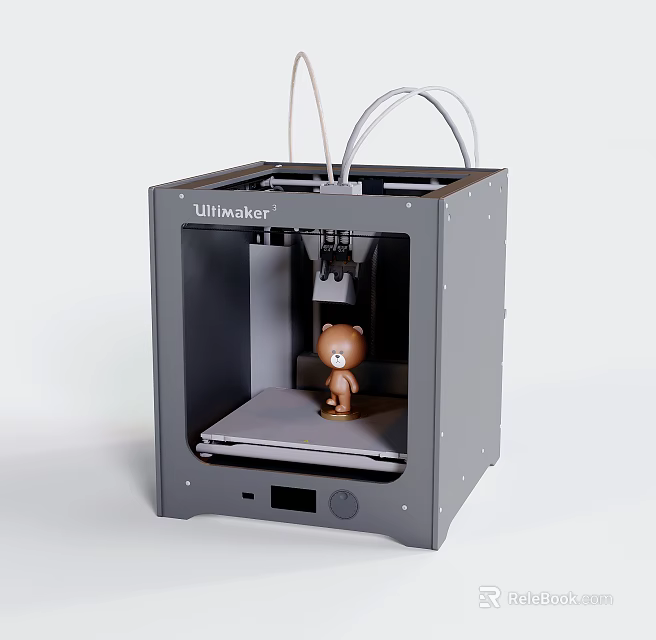 Modern Ultimaker Desktop 3D Printer with 3D Printed Teddy Bear Model 3d model
