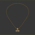 Fashionable Gold Necklace With Red Gemstone Pendant And Sparkling White Diamond Accents