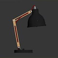 Modern Desk Lamp With Black Shade Orange Arm Red Cable And Black Base