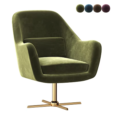 Green Velvet Single Sofa With Gold Metal Legs And Modern Design 3d model
