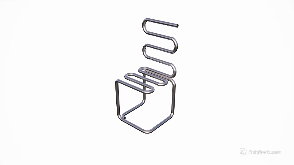 Stylish Modern Single Chair Featuring Curved Metal Frame And Minimalist Design 3d model 