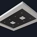 Modern Interior Slatted Ceiling With White Frame Recessed Lights And Panel 3d model