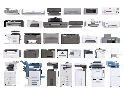 Various Office Appliances Including Printers Scanners Copiers And Multifunctional Devices For Office Use 3d model