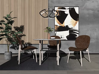 Nordic Dining Table and Chair Combination Dining Table and Chair Combination 3d model