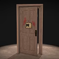 Dark Brown Wooden Hinged Door With Panel Design Wooden Frame And Metal Handle