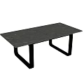 Modern Dining Table With Gray Tabletop And Black Sturdy Legs Design 3d model
