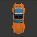 Orange Porsche Classic Convertible Car with Shiny Exterior Black Top and Silver Wheels