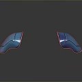 Two Blue Smooth Shiny Weapon Guards With Reflective Glossy Finish On Dark Background