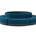 Modern Circular Teal Modular Sectional Sofa With Gray Base For Living Room 3d model