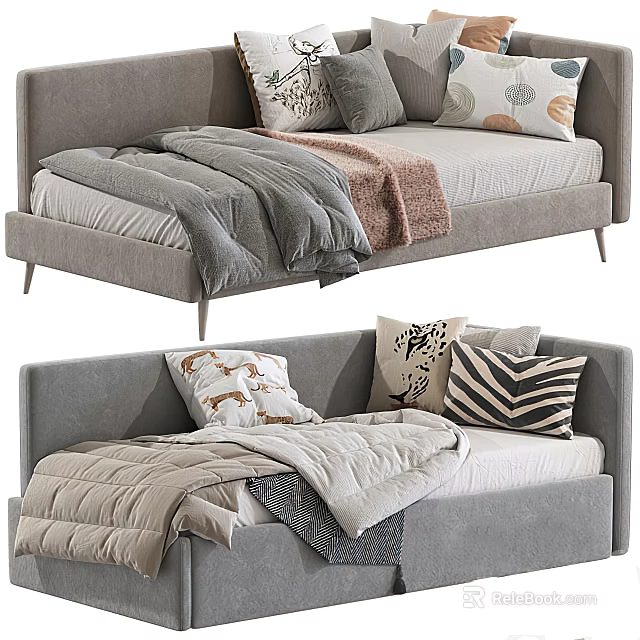 Modern Sofa Bed Designs With Gray Frames Stylish Pillows And Cozy Blankets 3d model 