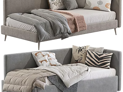 Modern Sofa Bed Designs With Gray Frames Stylish Pillows And Cozy Blankets 3d model
