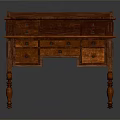 Elegant Classic Vintage Wooden Desk With Multiple Drawers And Carved Legs