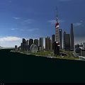Aerial View Urban Planning With High Rise Buildings Green Spaces Waterfront Areas And Iconic Structures
