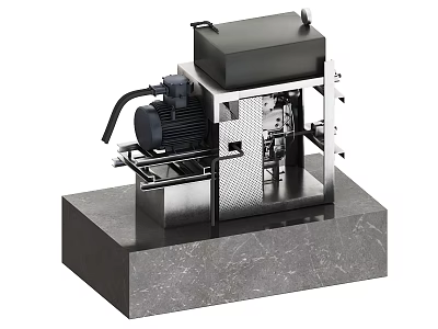 Industrial Equipment Featuring Motor Metal Structure And Mechanical Components On Marble Base 3d model