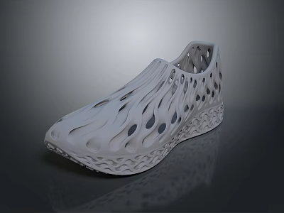 White Casual Slip On Shoes With Perforated Design And Textured Sole For Everyday Wear 3d model