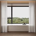 Double Layer Curtains With Dark Thick Panels And White Sheer For Indoor Window View