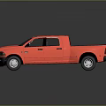 Red Pickup Truck with Modern Design Black Roof Cargo Bed and White Wheels