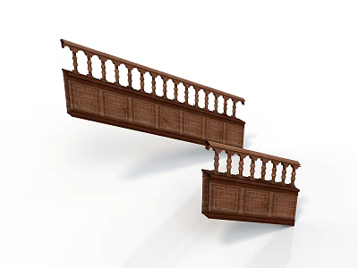 Elegant Traditional Wooden Balustrade Design For Architectural Decoration With Carved Patterns 3d model