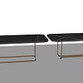Two Modern Dining Tables with Black Marble Tabletop and Brass Metal Frame 3d model