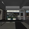 Traditional Zen Tea Room Interior With Wooden Slatted Ceiling And Courtyard Garden View