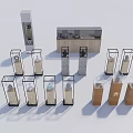 Varied Display Shelves With Glass Cases And Wooden Stands For Product