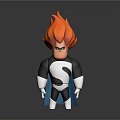 Game Movie Character With Spiky Orange Hair Black Costume S Symbol White Gloves And Boots