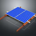 Blue Solar Panels Mounted on Brown Support Brackets with Metal Frames 3d model