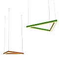 Modern Triangle Chandelier with Green Frame and LED Light Strip Design 3d model